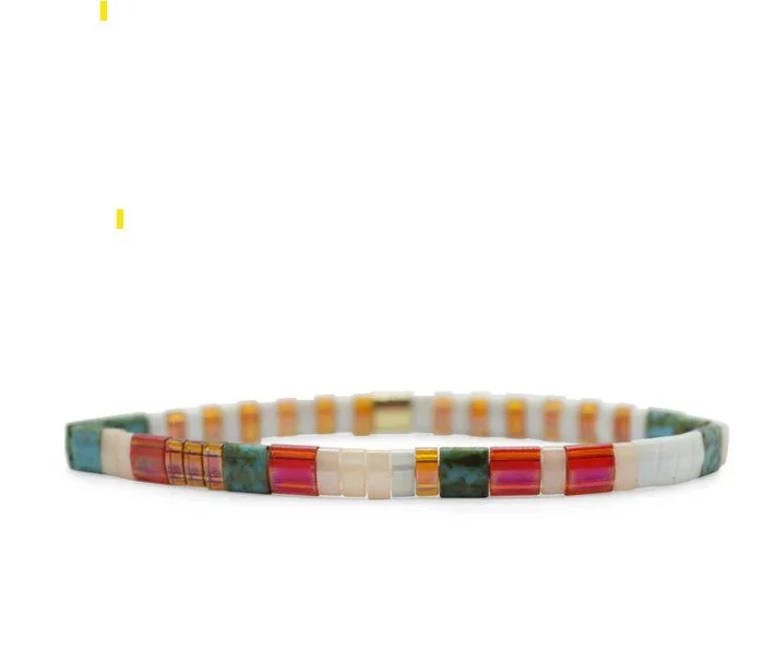 Skylar Paige - JUST BEACHY - Morse Code Tila Beaded Bracelet - Sun Of A Beach Peach