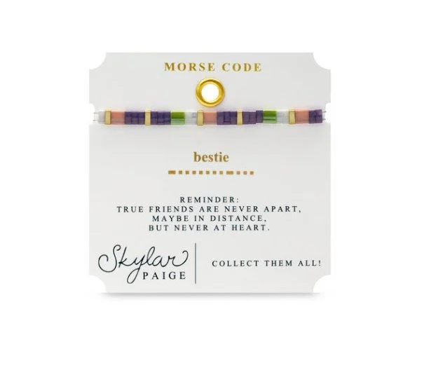 Skylar Paige - BESTIE  - Morse Code Tila Beaded Bracelet