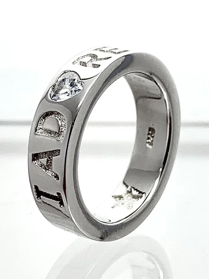 Mr. O Atelier Sterling Silver 'I Adore You' with Swarovski Crystal Ring