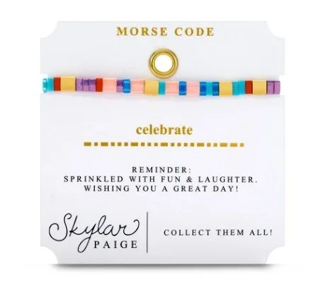 Skylar Paige - CELEBRATE - Morse Code Tila Beaded Bracelet
