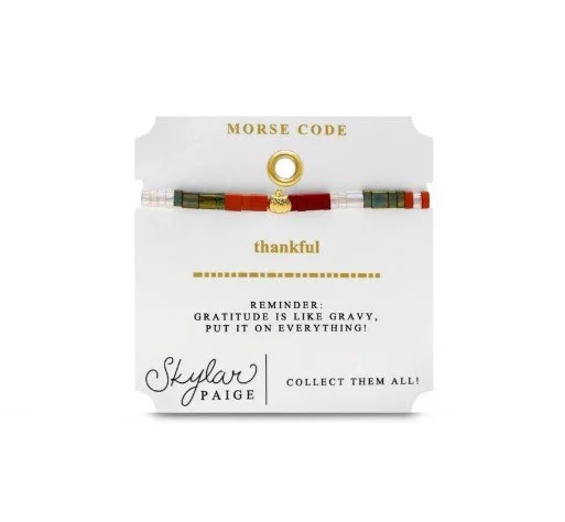 Skylar Paige - Thankful - Morse Code Tila Beaded Bracelet