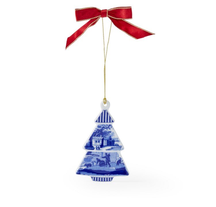 Spode Blue Italian Christmas Tree Shaped Decoration