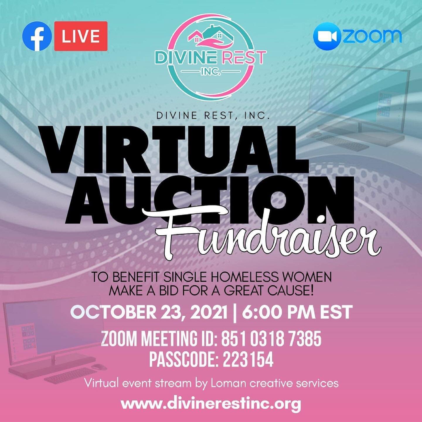 Bid for a cause! We need your donation of an auction item or service to make this a successful fundraiser. This day is also my birthday, so you&rsquo;re being a blessing to me by blessing the organization!  Send an email to divinerestinc@gmail.com.