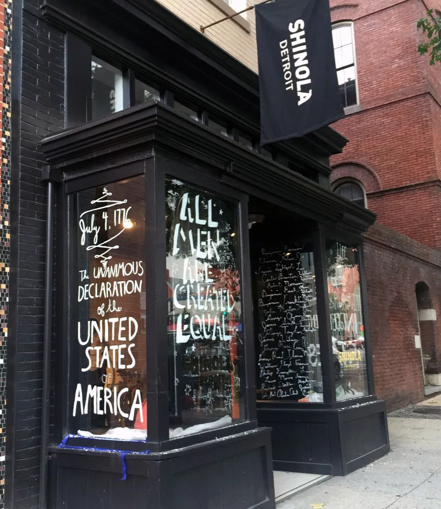 Window painting at the Shinola DC store. Lettering is inspired by the Declaration of Independence to celebrate the 4th of July.