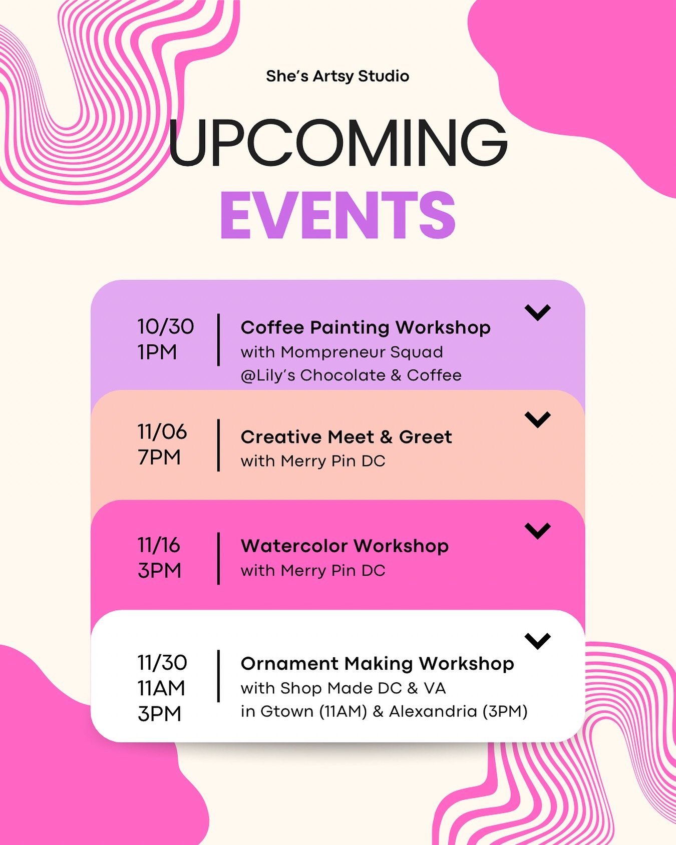 🫟Excited for the connections and color coming your way!! Looking forward to meeting many of you in person and making together!! Registration links are on my website or DM me and I&rsquo;ll send you a direct link! 🩷 Thank you for being here and supp