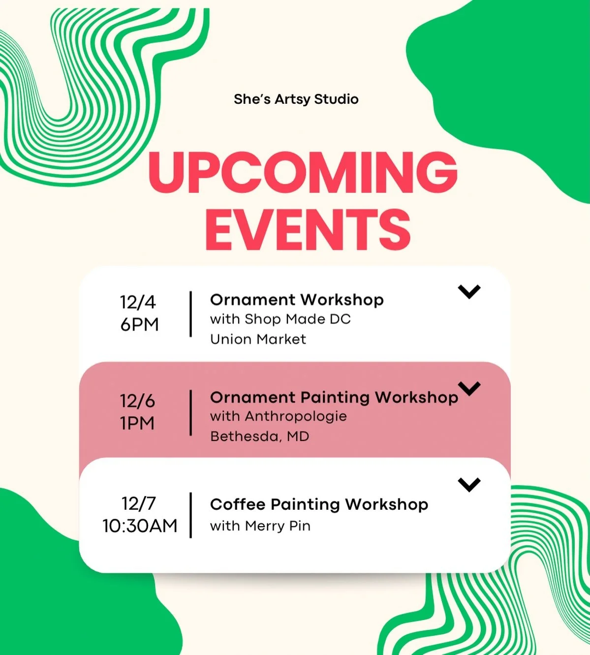 Excited to end the year with a few more opportunities to connect with you in real life (links to register on my stories and website)!! Hope to see you there! &amp; thank you for being here all year through - your support is a true gift!! 🎄