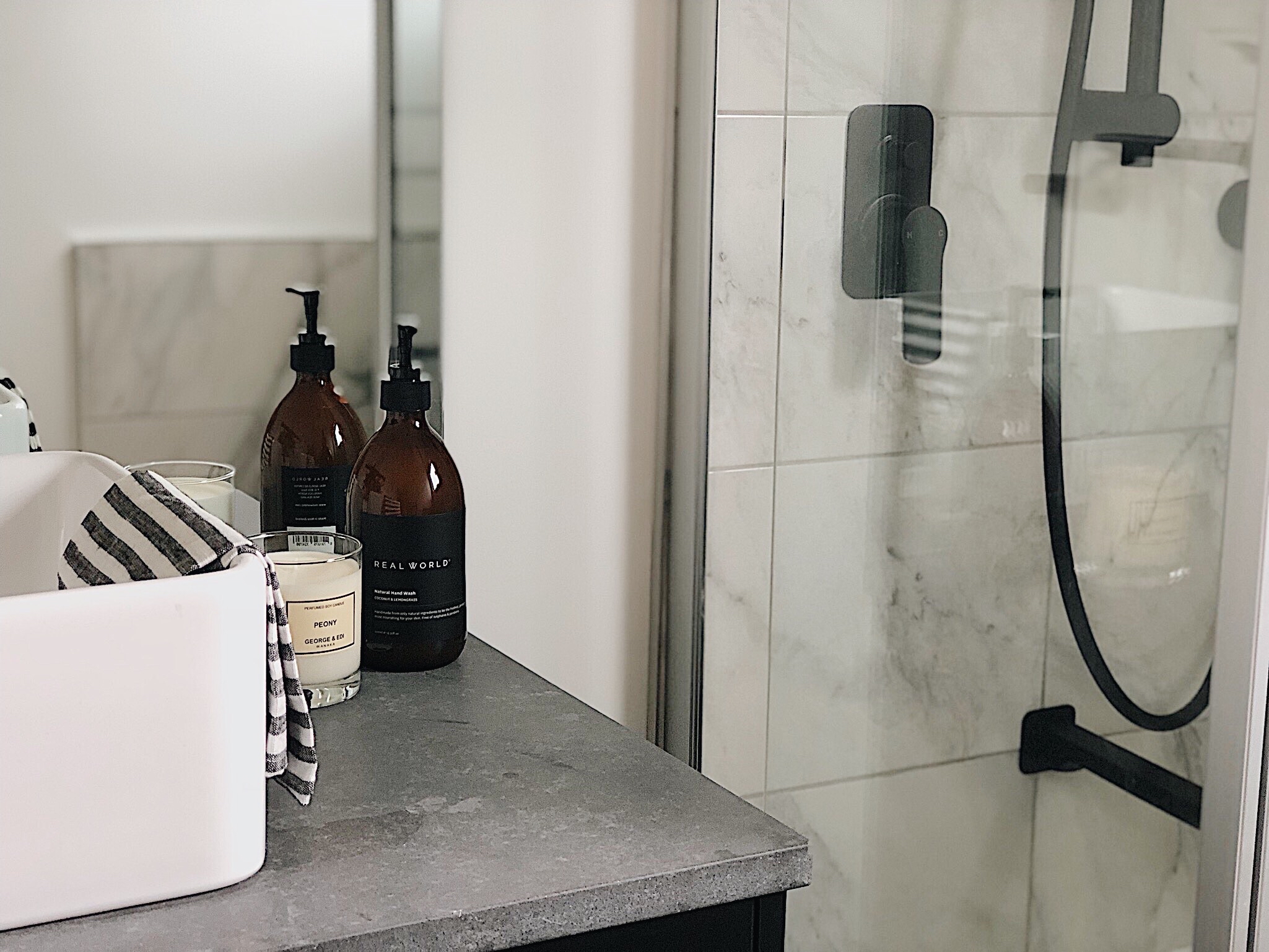 Pearson and Projects Relocatable Reno Bathroom Project Stone Tap Custom Made Vaity Shower over Bath Mixer Caroma.jpg