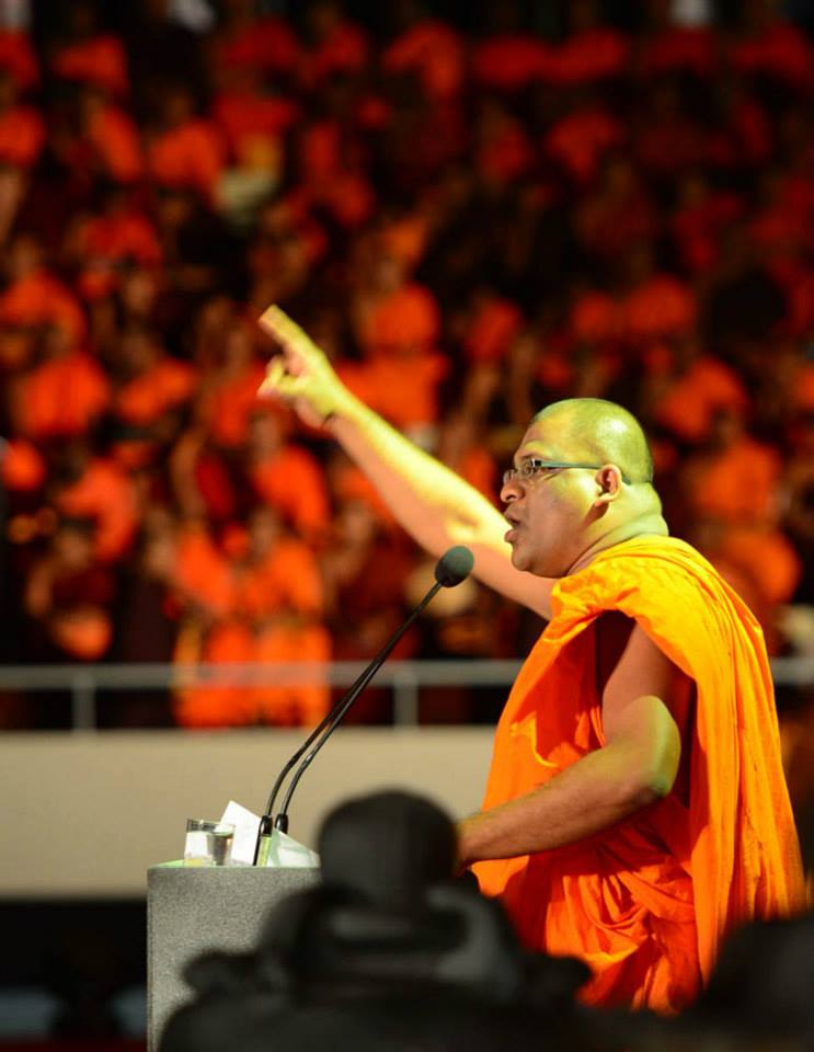 Ven. Gnanasara Thero of the Bodu Bala Sena, a Sinhalese Buddhist nationalist organisation in Sri Lanka. Picture via Colombo Telegraph . 