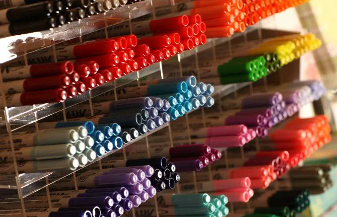 Pens and markers in a rainbow of colors!