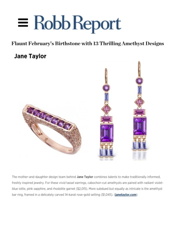 Jane Taylor Jewelry amethyst jewelry on RobbReport.com