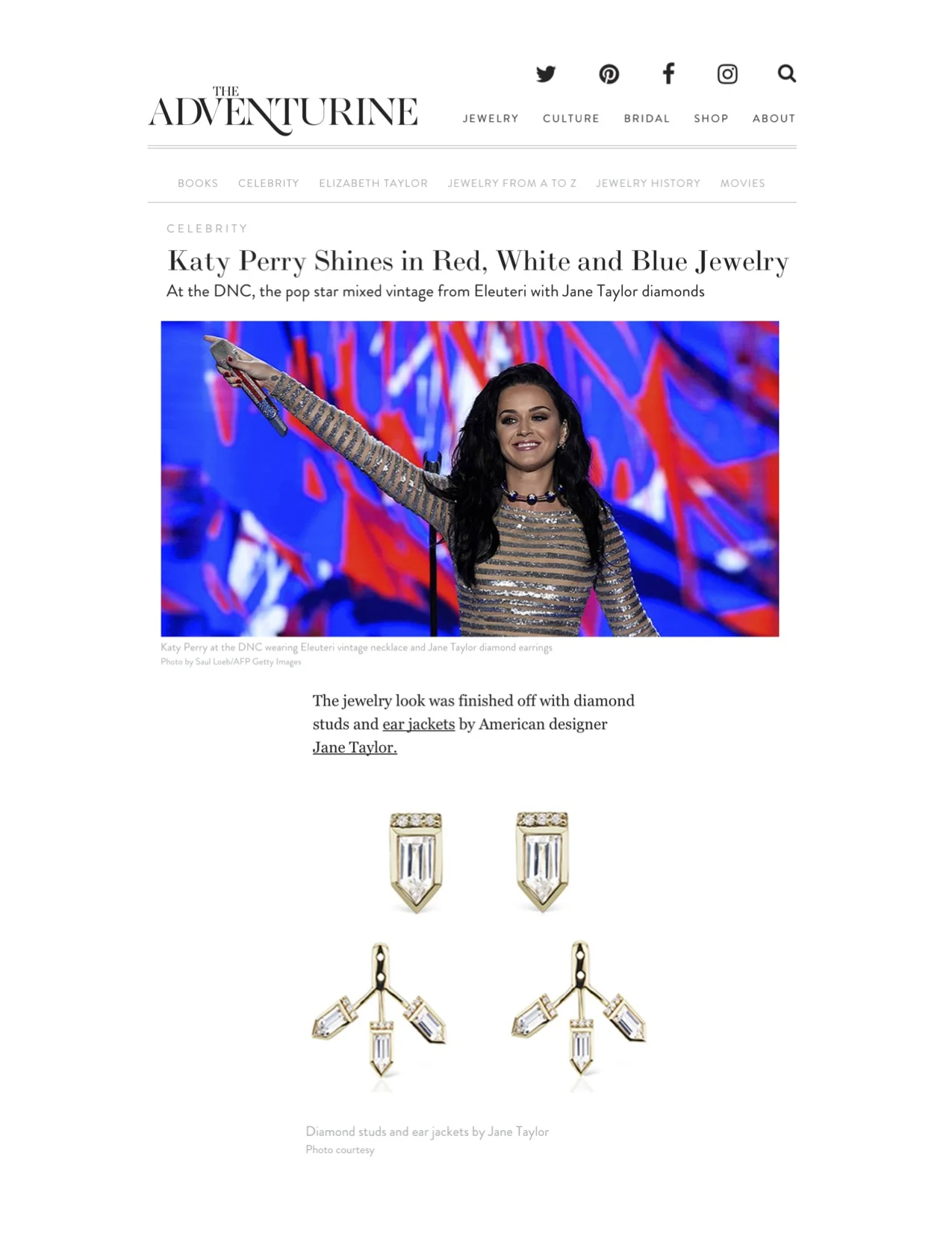 The Adventurine - Katy Perry Shines in Red, White and Blue Jewelry - Jane Taylor Jewelry