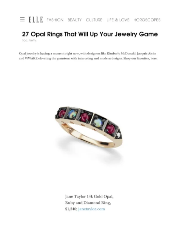 Elle.com - 27 Opal Rings That Will Up Your Jewelry Game - Jane Taylor Jewelry