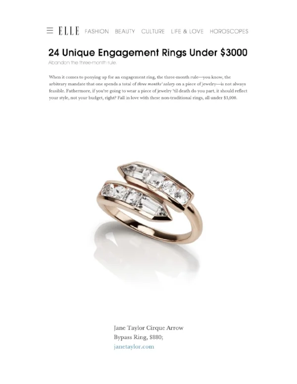 Elle.com - 24 Unique Engagement Rings Under $3000 - Jane Taylor Jewelry