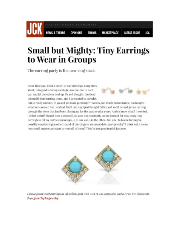 JCK Online - Small but Mighty: Tiny Earrings to Wear in Groups - Jane Taylor Jewelry
