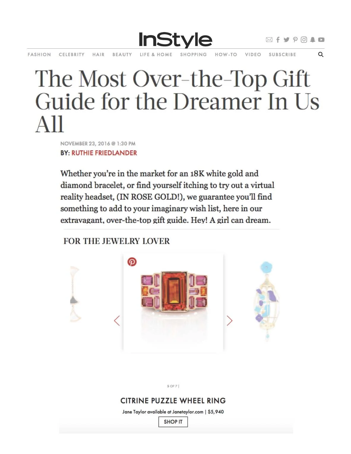 InStyle.com - Over the Top Gift Guide - Jane Taylor Jewelry