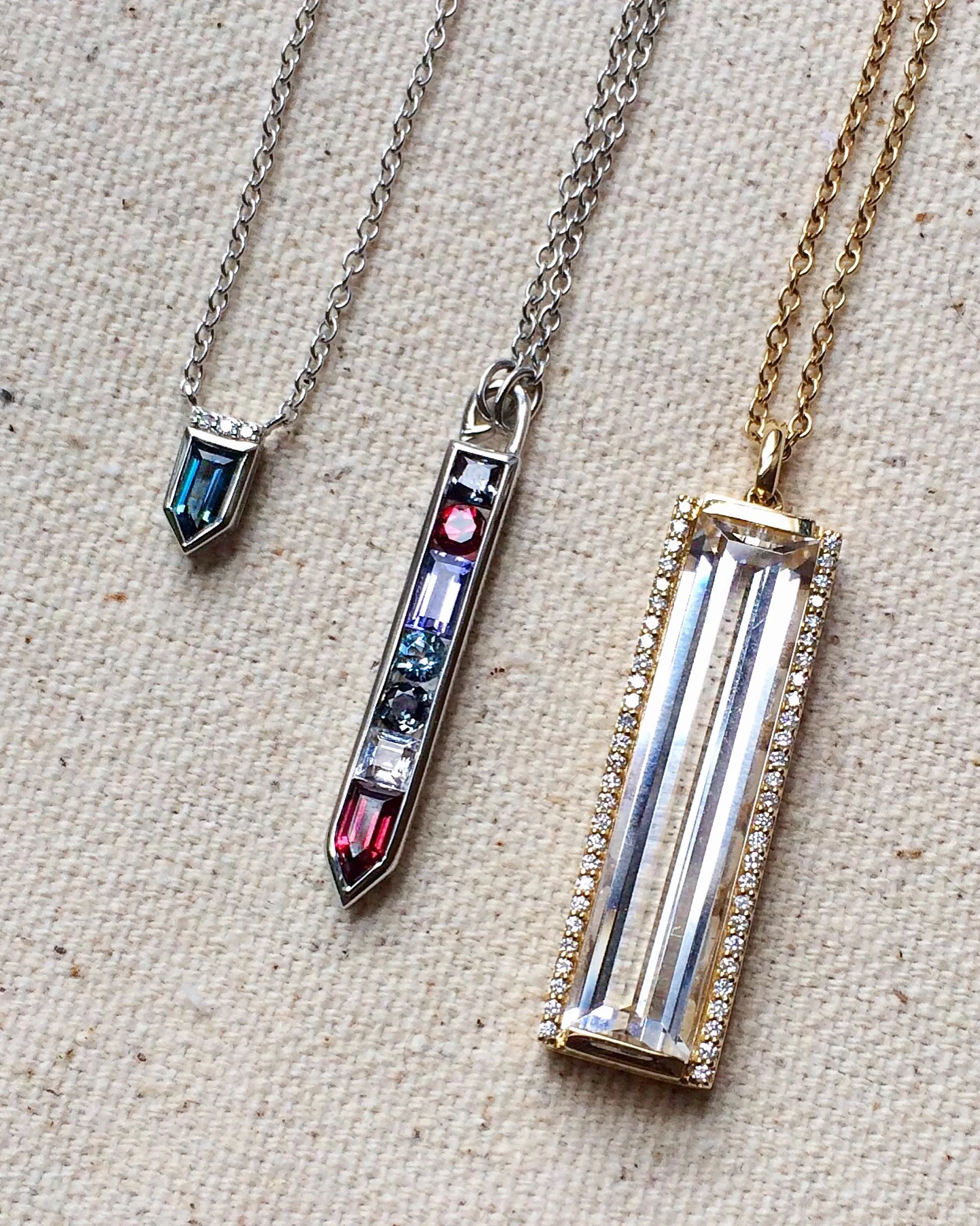 Rosebud Vertical Bar Necklace with 