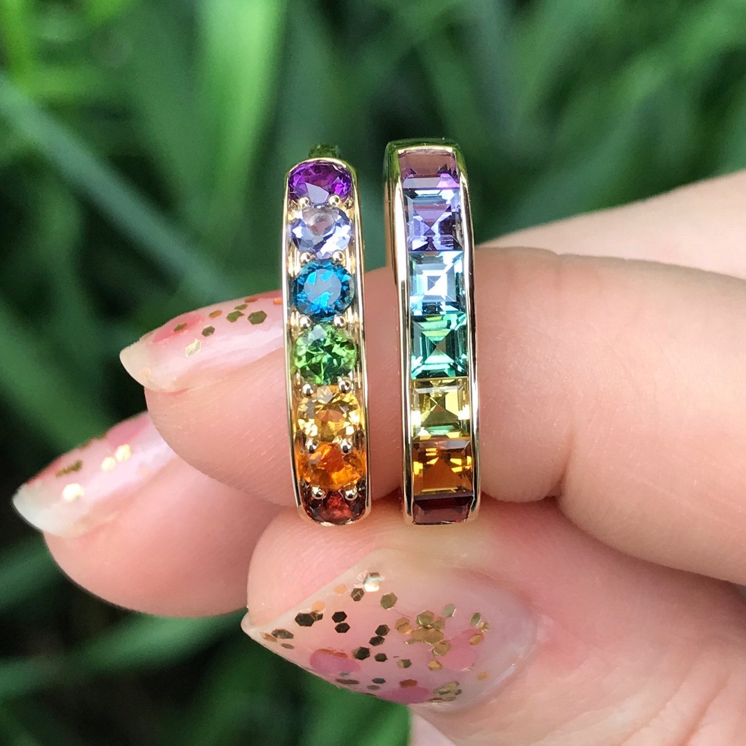 Cirque Large Half Band with Rainbow Gemstones — Jane Taylor Jewelry