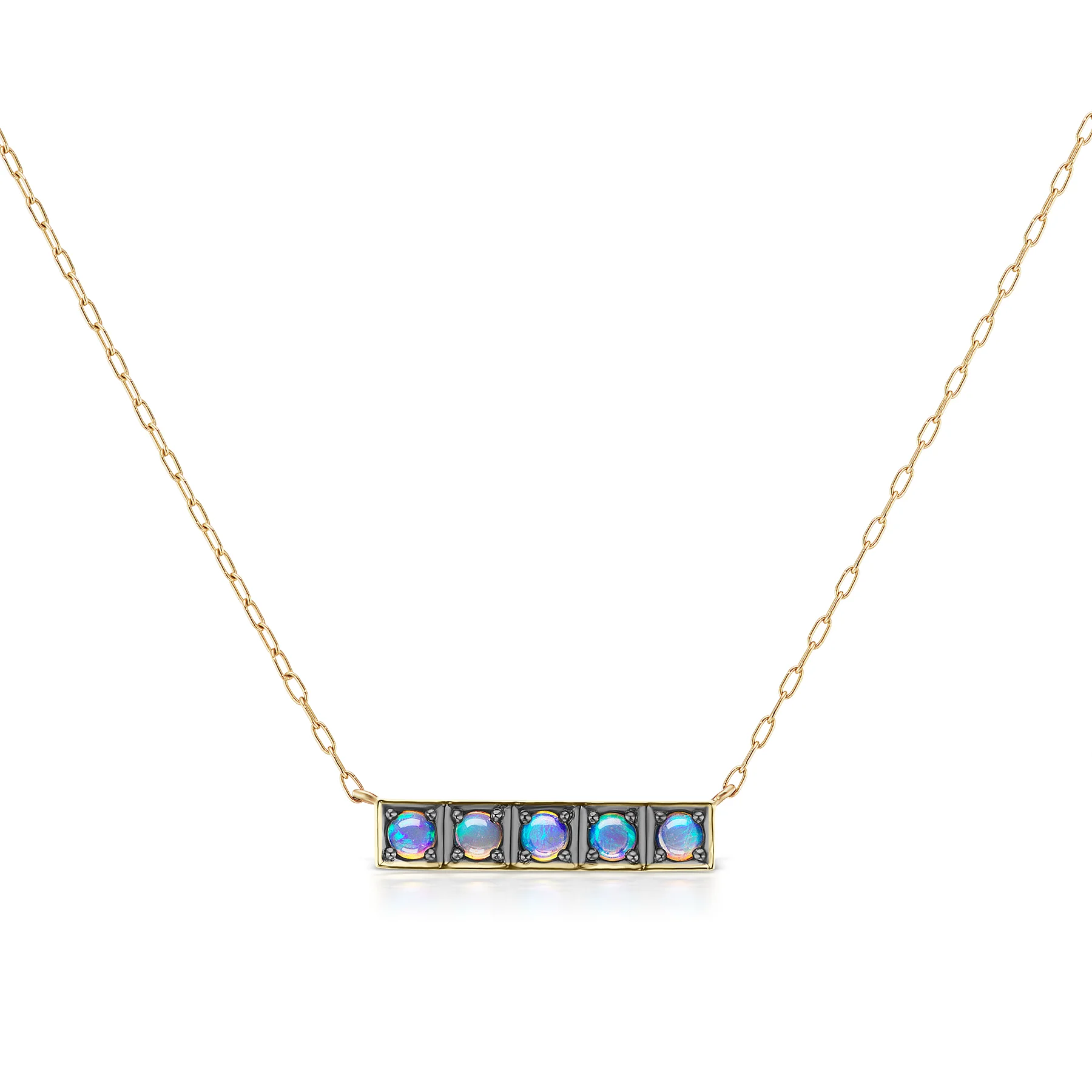 Jane Taylor Jewelry - Cirque 5-Stone Necklace with Opal in 14K Yellow Gold
