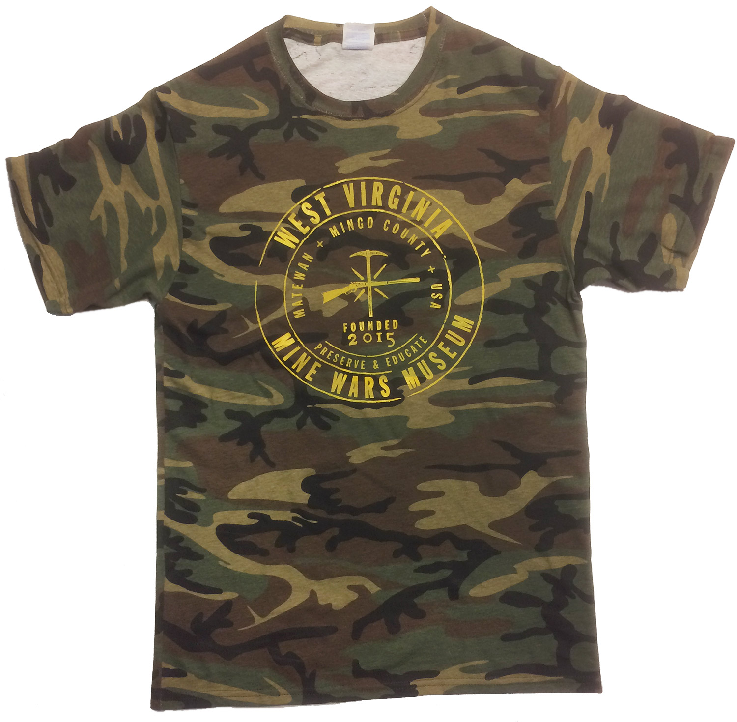 Museum T-Shirt in Union Camouflage — West Virginia Mine Wars Museum