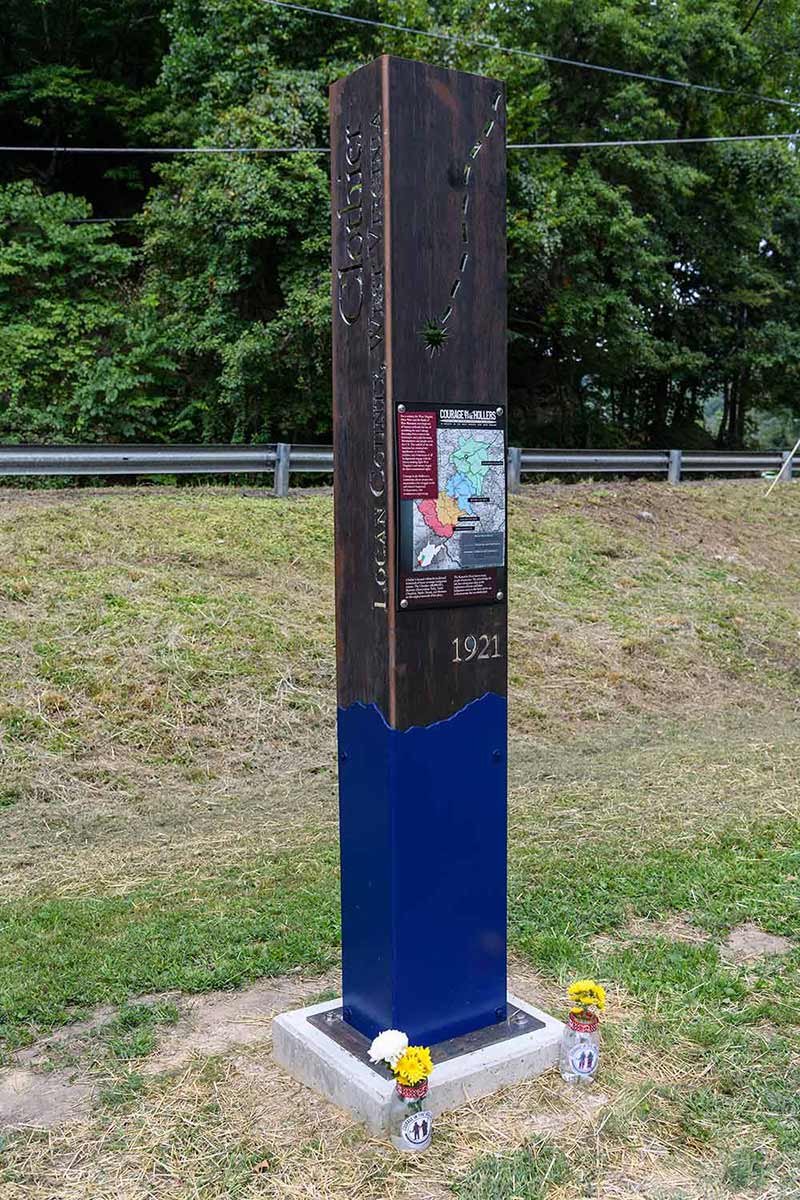 placemarker in Clothier, WV on the grounds of the UMWA Local 2935 hall  |  photo by Dylan Vidovich