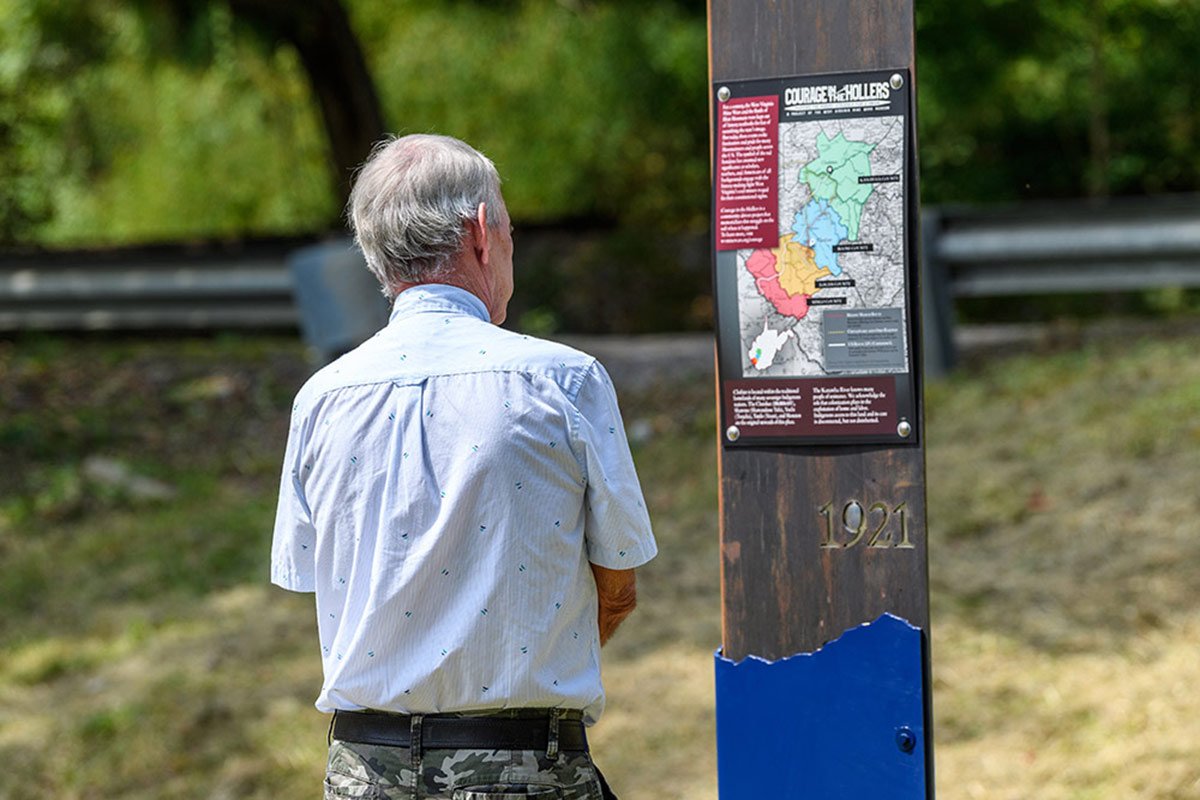 Placemarker in Clothier, WV on the grounds of the UMWA Local 2935 hall  |  photo by Dylan Vidovich