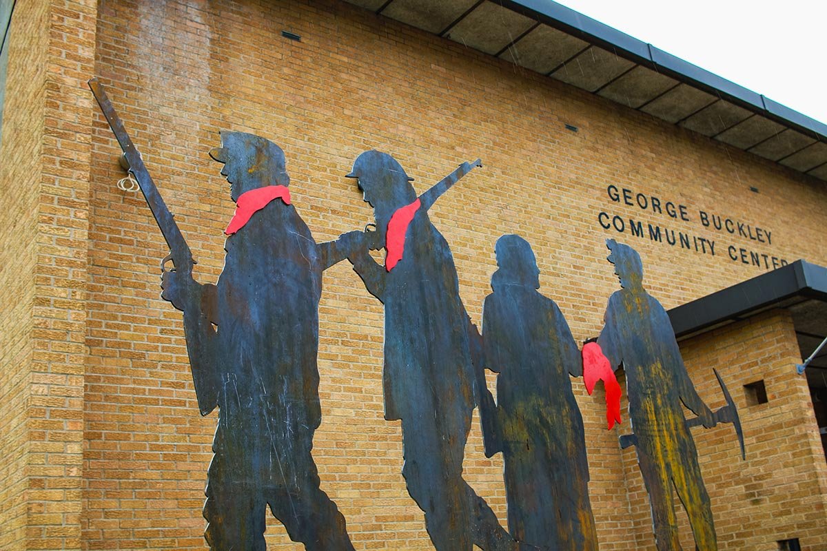 Monument in front of the George Buckley Community Center in Marmet, WV  |  photo by Stef Bernal-Martinez