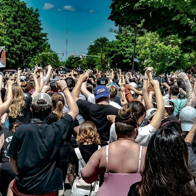 Some of the most impactful moments of the #BLM protests and march June 7th came from the much needed respite, when we ended our journey from Niagara Square in Bidwell Park. 
Sometimes the hardest thing to do in a situation is nothing at all, with a m