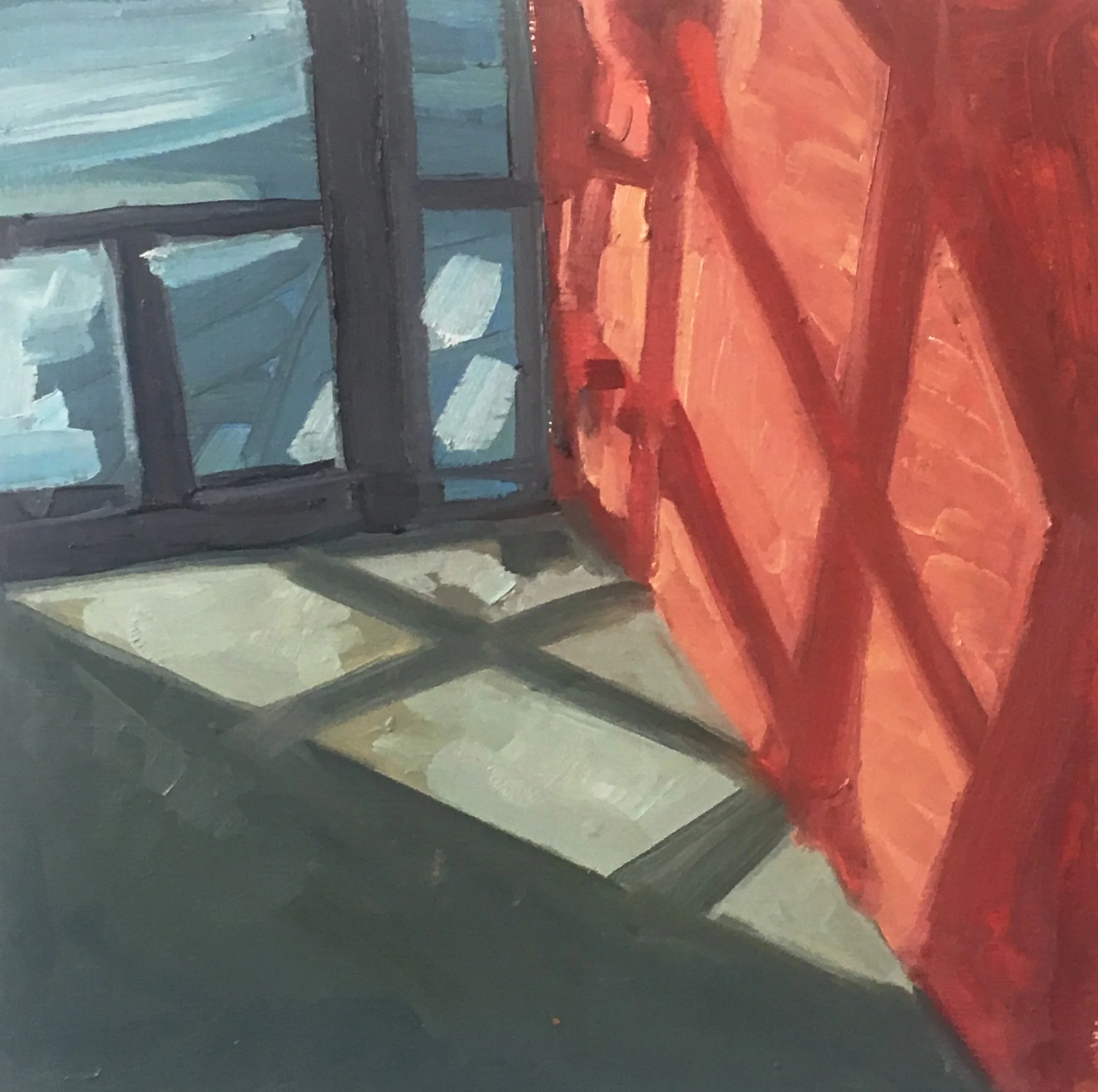 Scaling Down, Oil on panel, 5x5"