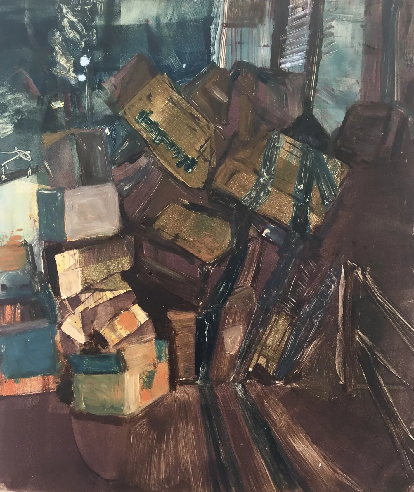 The After Party, Oil-based ink on paper, 11x14"