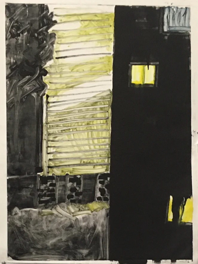 The Corner, Oil-based ink on paper, 24x36"