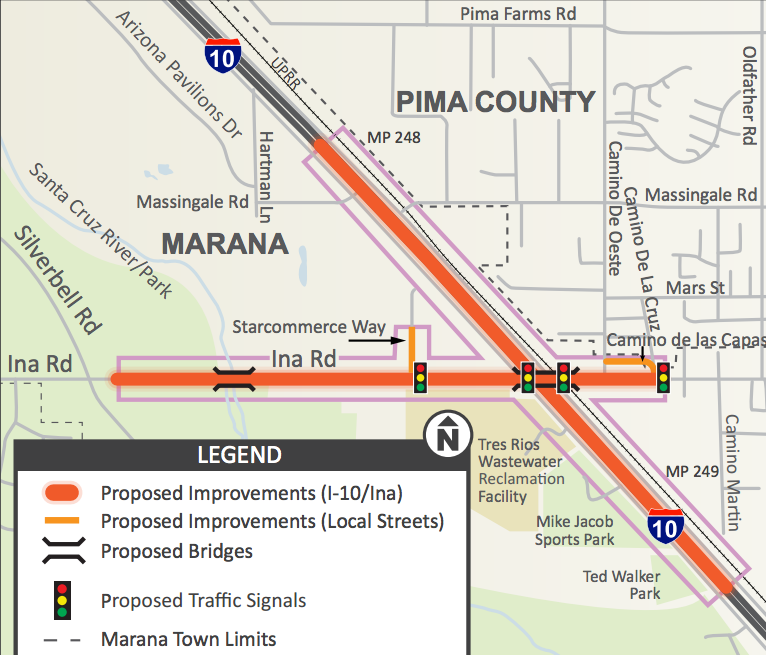 Map from the Ina Road Interchange Final Design information sheet.