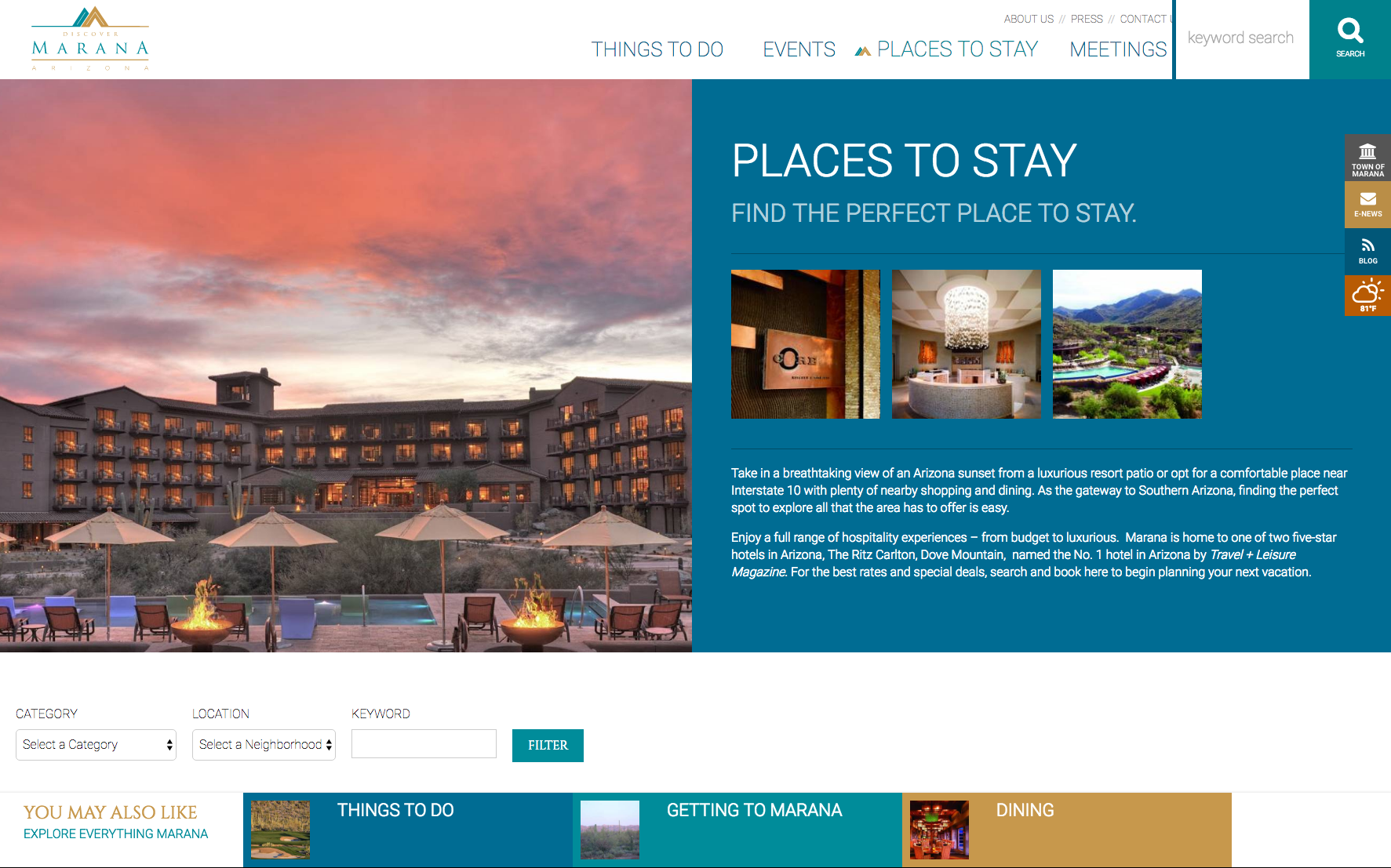 Discover Marana Earns 2016 Governor’s Tourism Award for Interactive