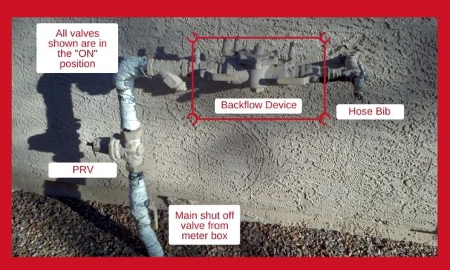 Example of an installed backflow assembly