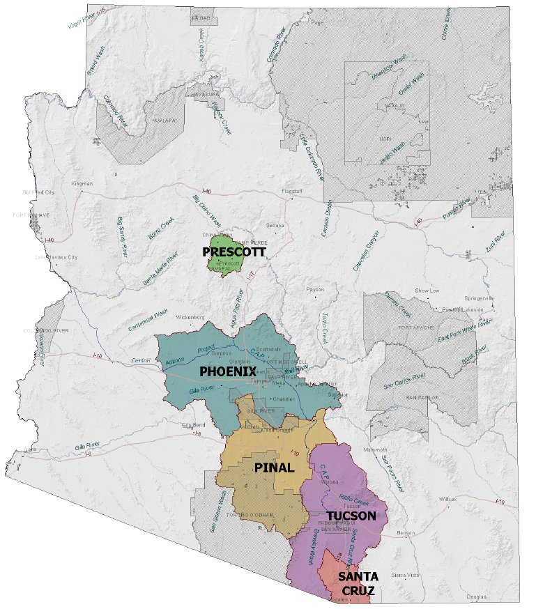  Active Management Areas in Arizona 