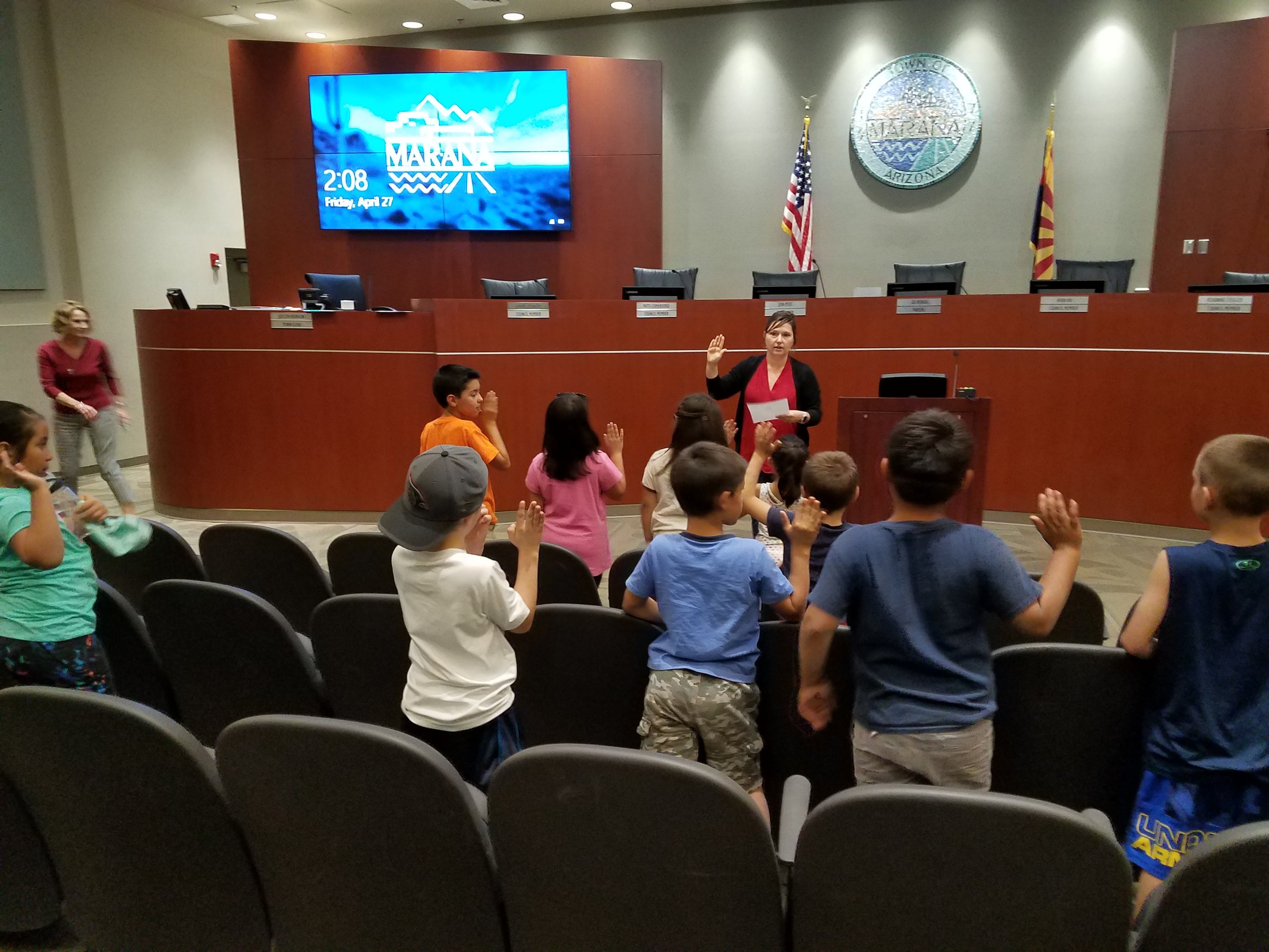 Getting sworn in with the Town Clerk's Office