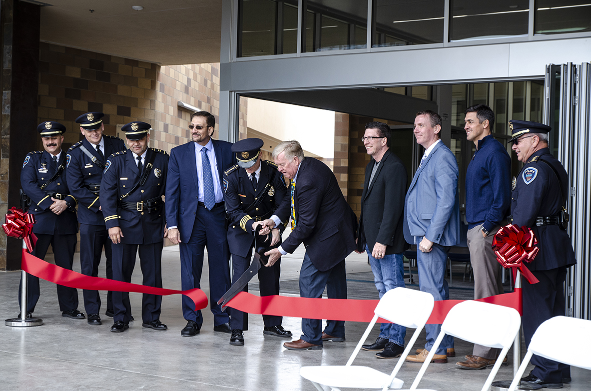  Cutting the ribbon at the Marana Police Facility Dedication. 