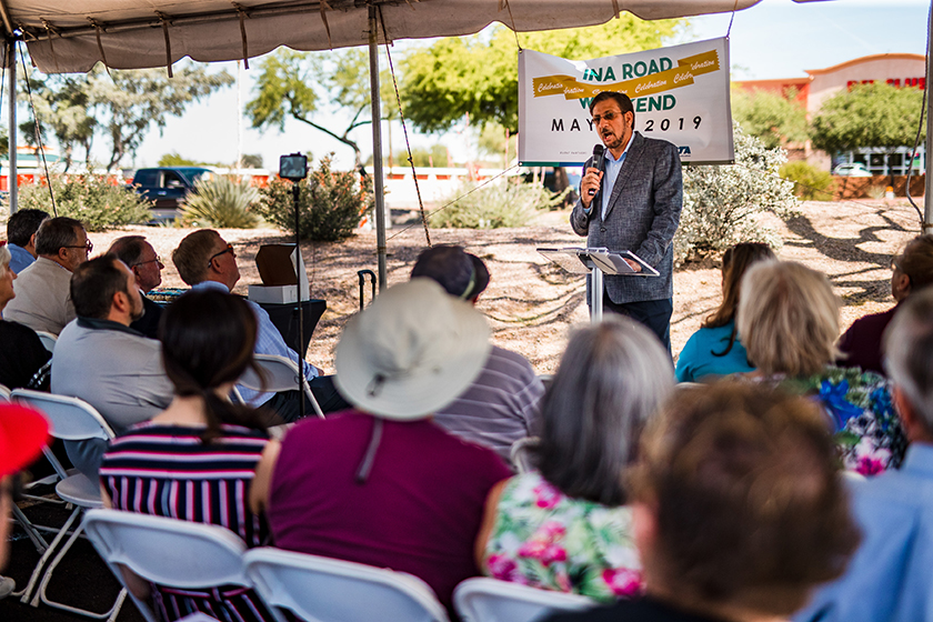  A large crowd was on hand to listen to the speeches and celebrate the opening of Ina Road. 