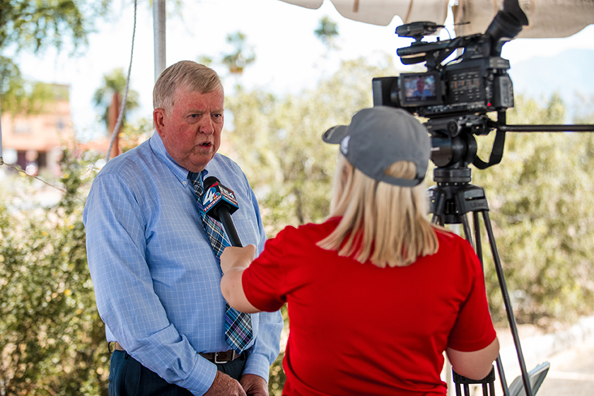  Mayor Ed Honea was interviewed by a local television station. 