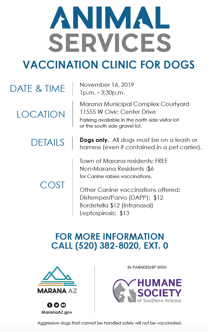 Dog vaccination clinic — Town of Marana