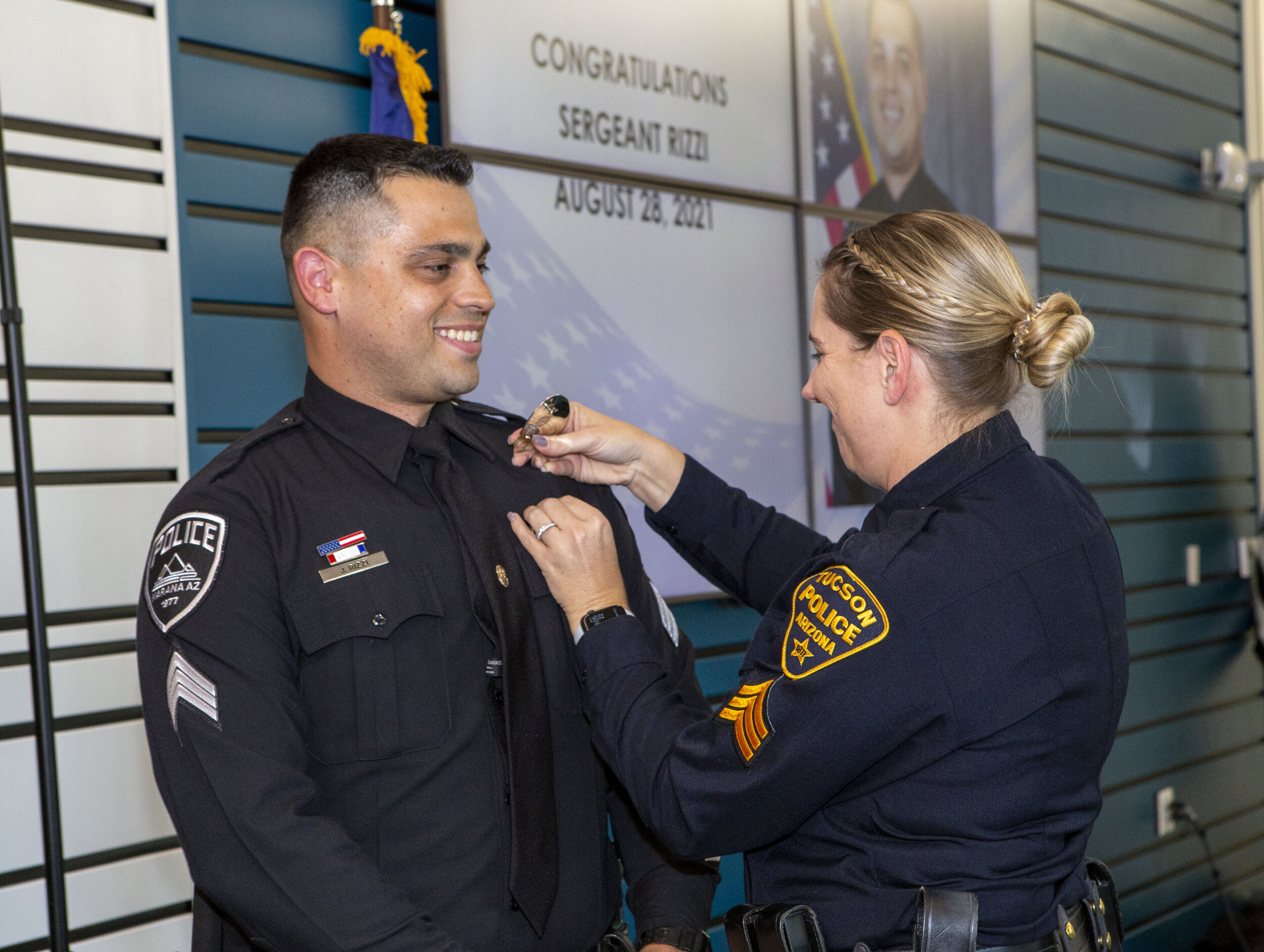 Sergeant Rizzi receiving his badge