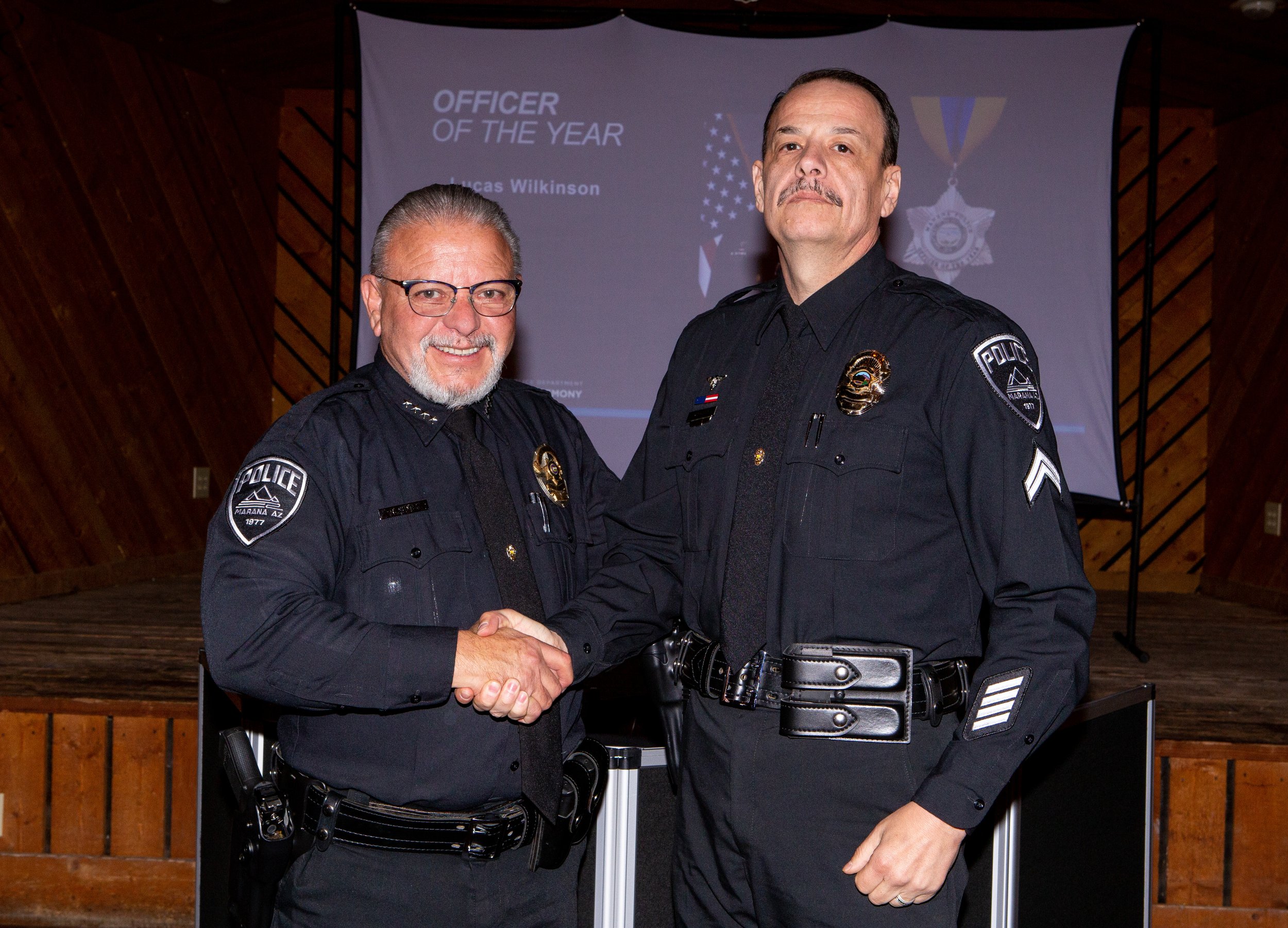  Officer of the Year: Officer Lucas Wilkinson with Chief Nunez 