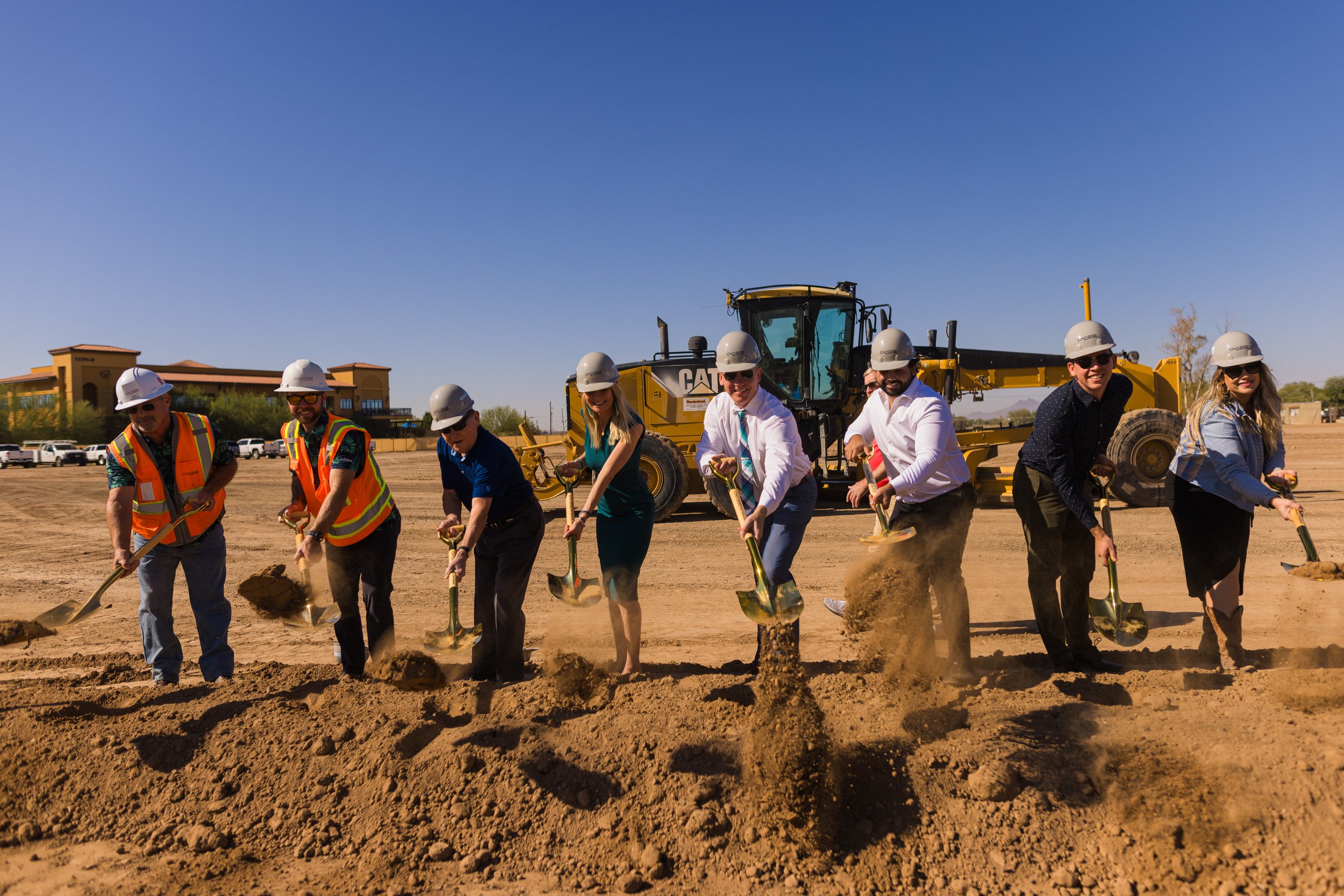  Shovel ceremony with representatives from Abacus Project Management, Architekton, and Chasse Building Team 