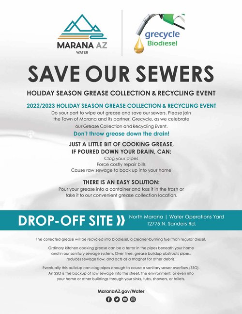 Save our Sewers Recycle your Holiday Grease — Town of Marana