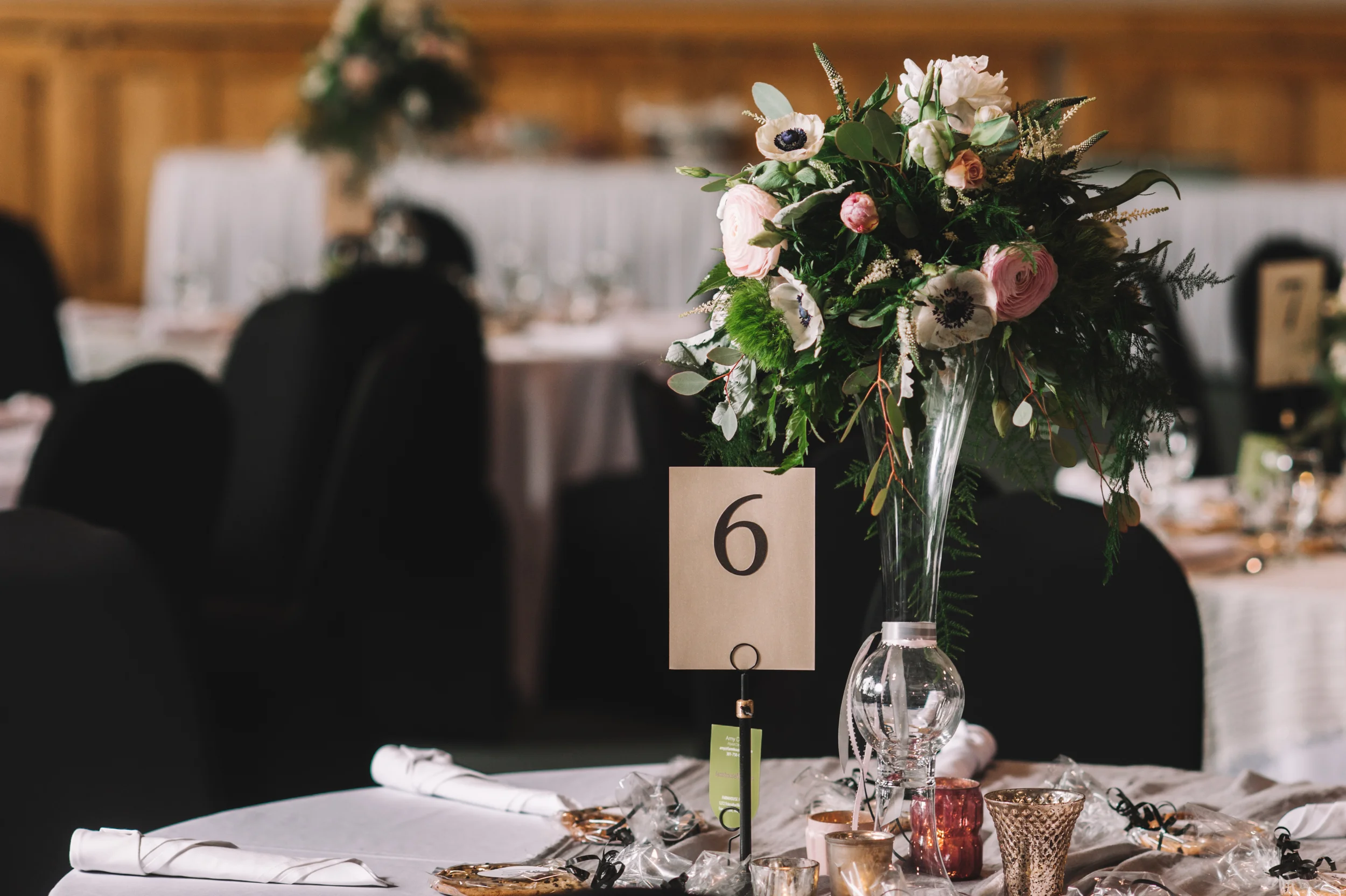 Photocredit: Shannon Gray Trumpet vases are a perfect choice for couples looking a lush, opulent style. 