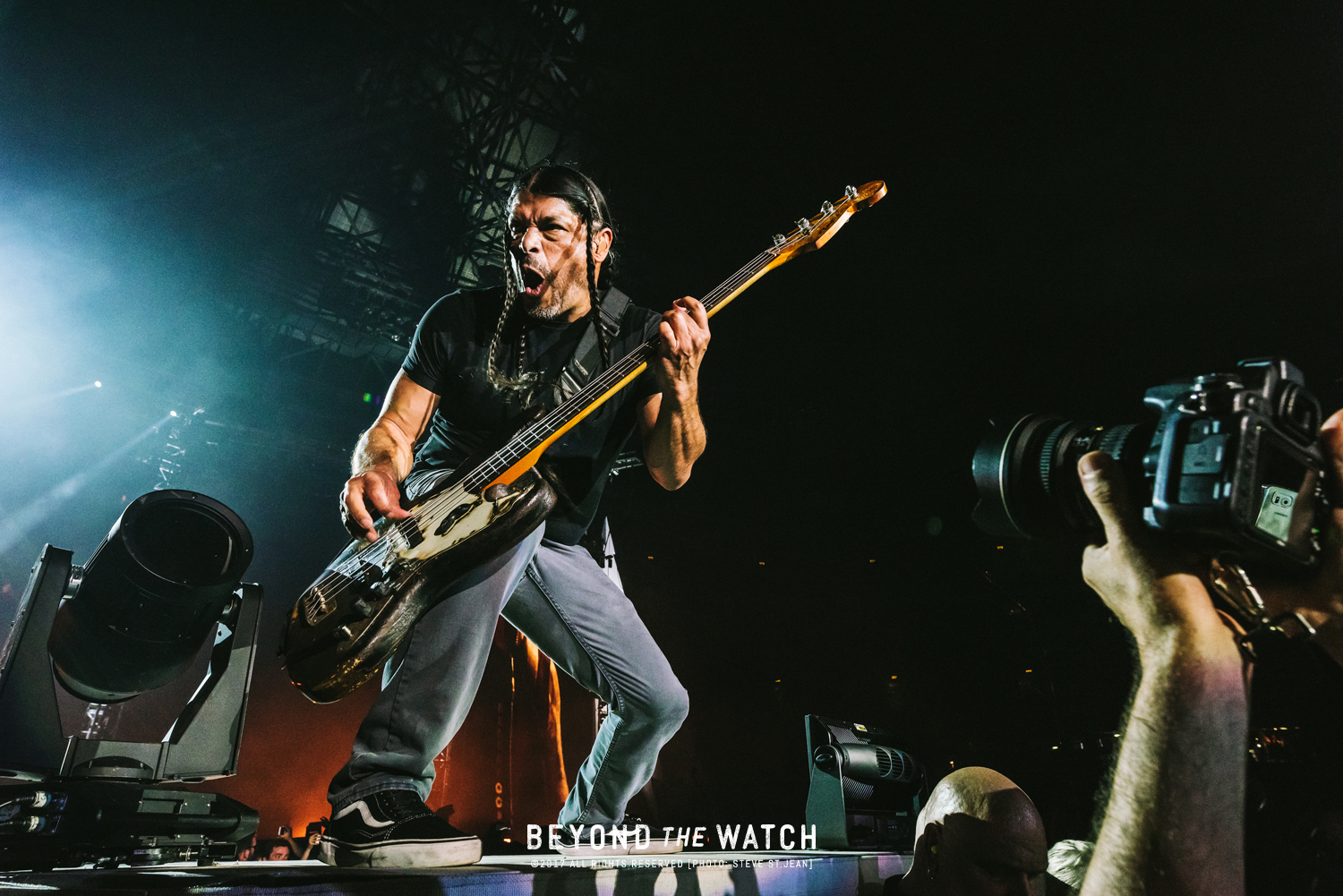 Trujillo wasn't shy. He was prolly thinking "taste my bass!"