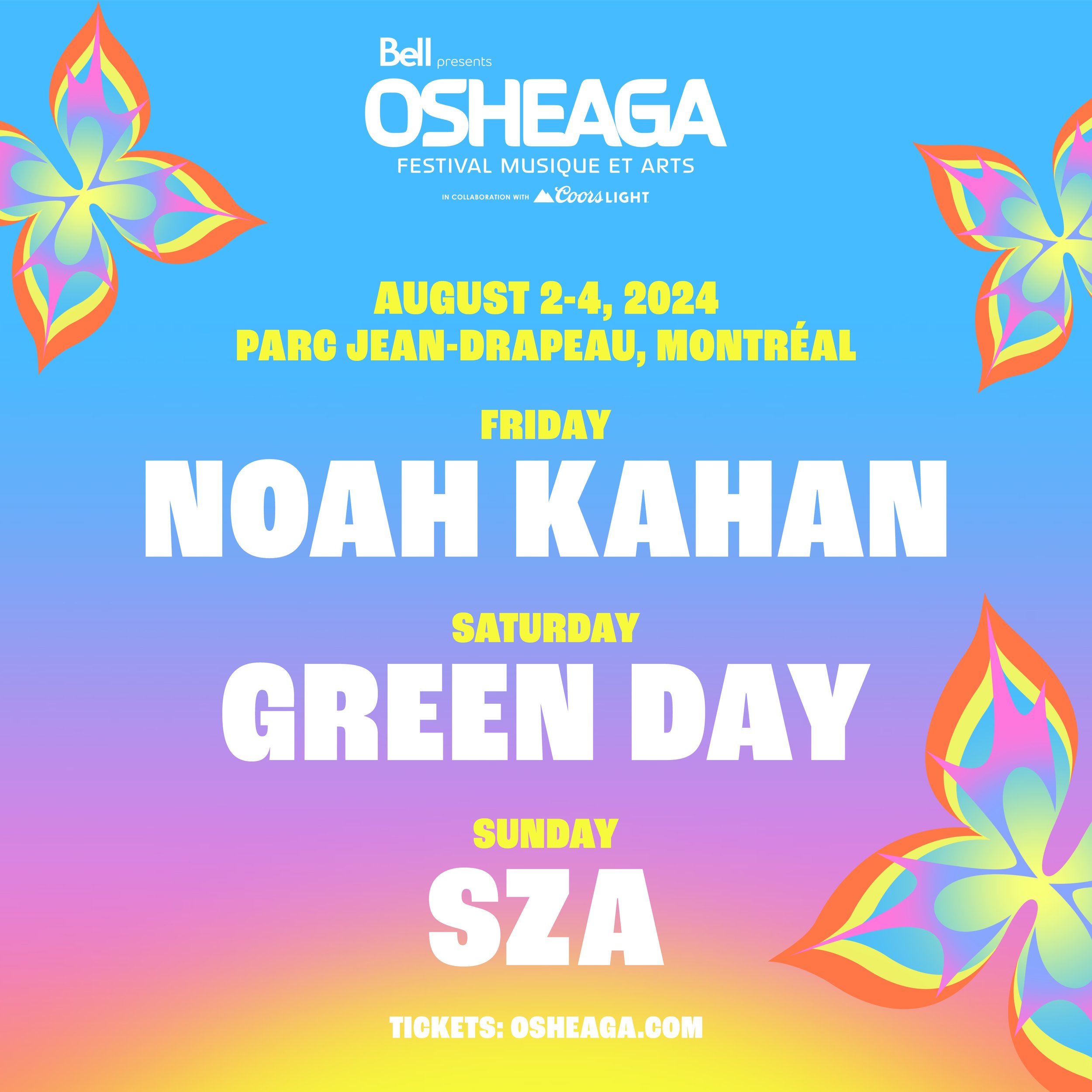 Osheaga 2024 Headliners Revealed Noah Kahan, Green Day, Sza Beyond