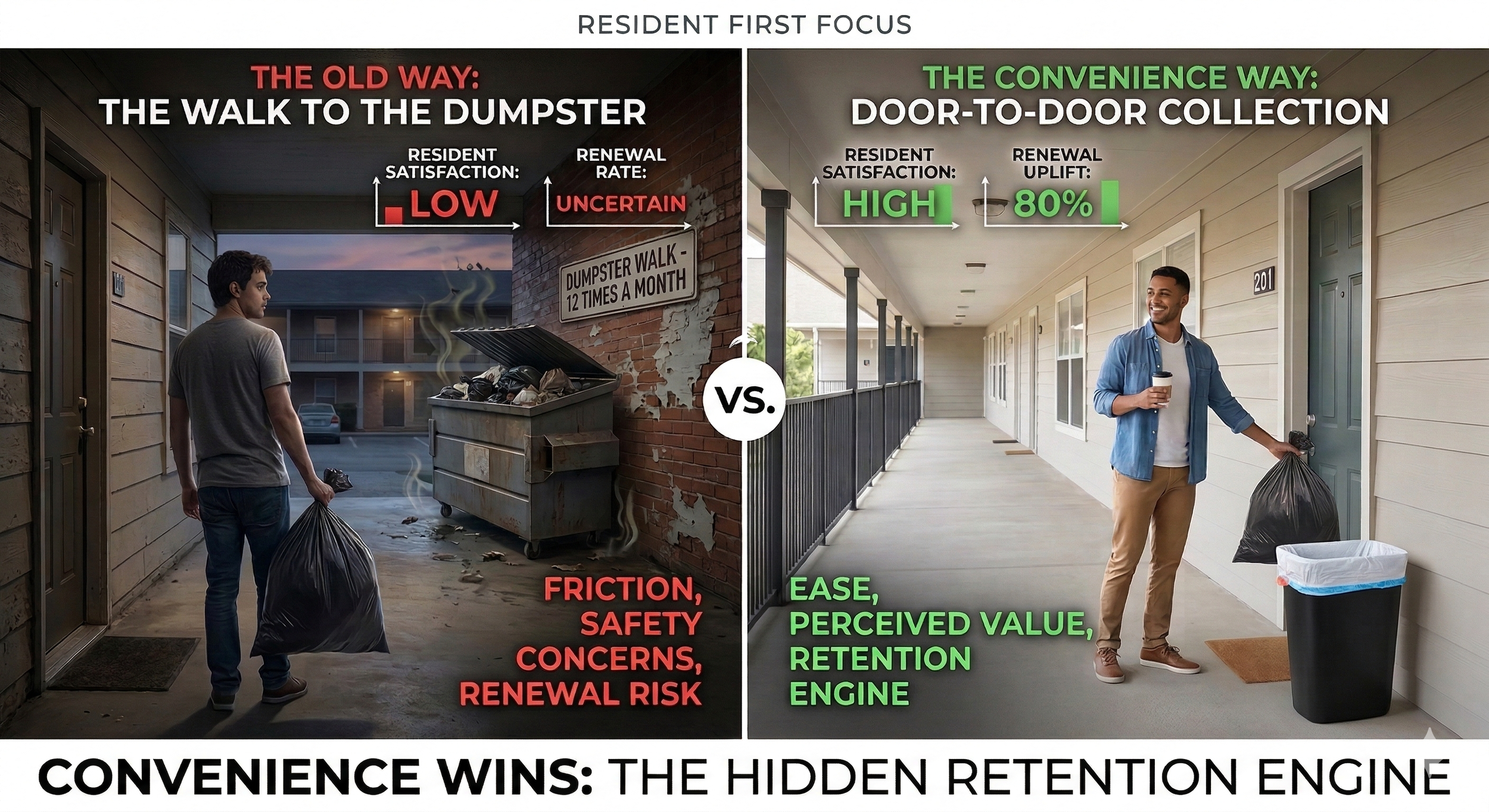 Convenience Wins: The Hidden Retention Engine Behind Door-to-Door Collection | Resident First Focus