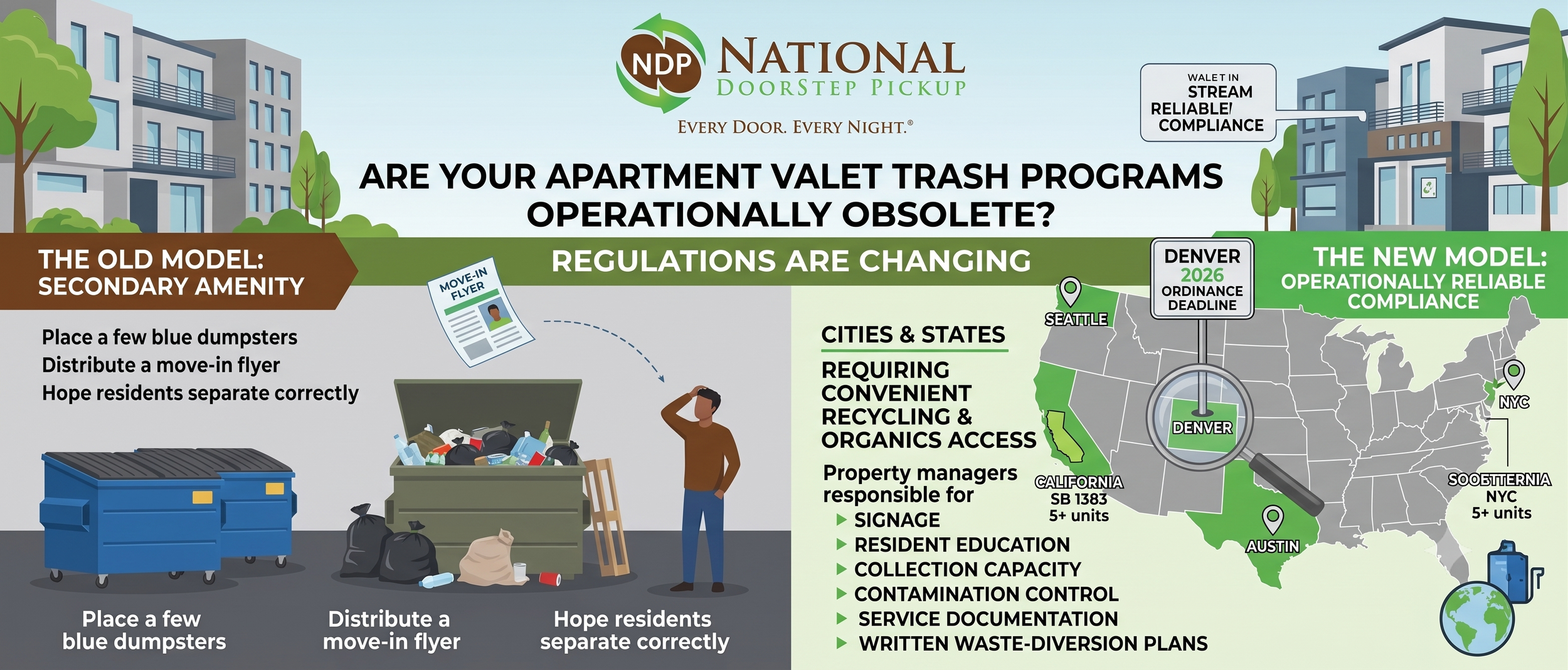 How to Add Recycling to a Valet Trash Program: Best Practices for Doorstep Recycling, Organics, and Compliance