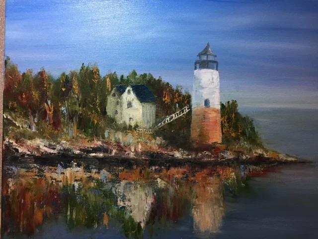 Acadia Lighthouse in Fall (palette knife)