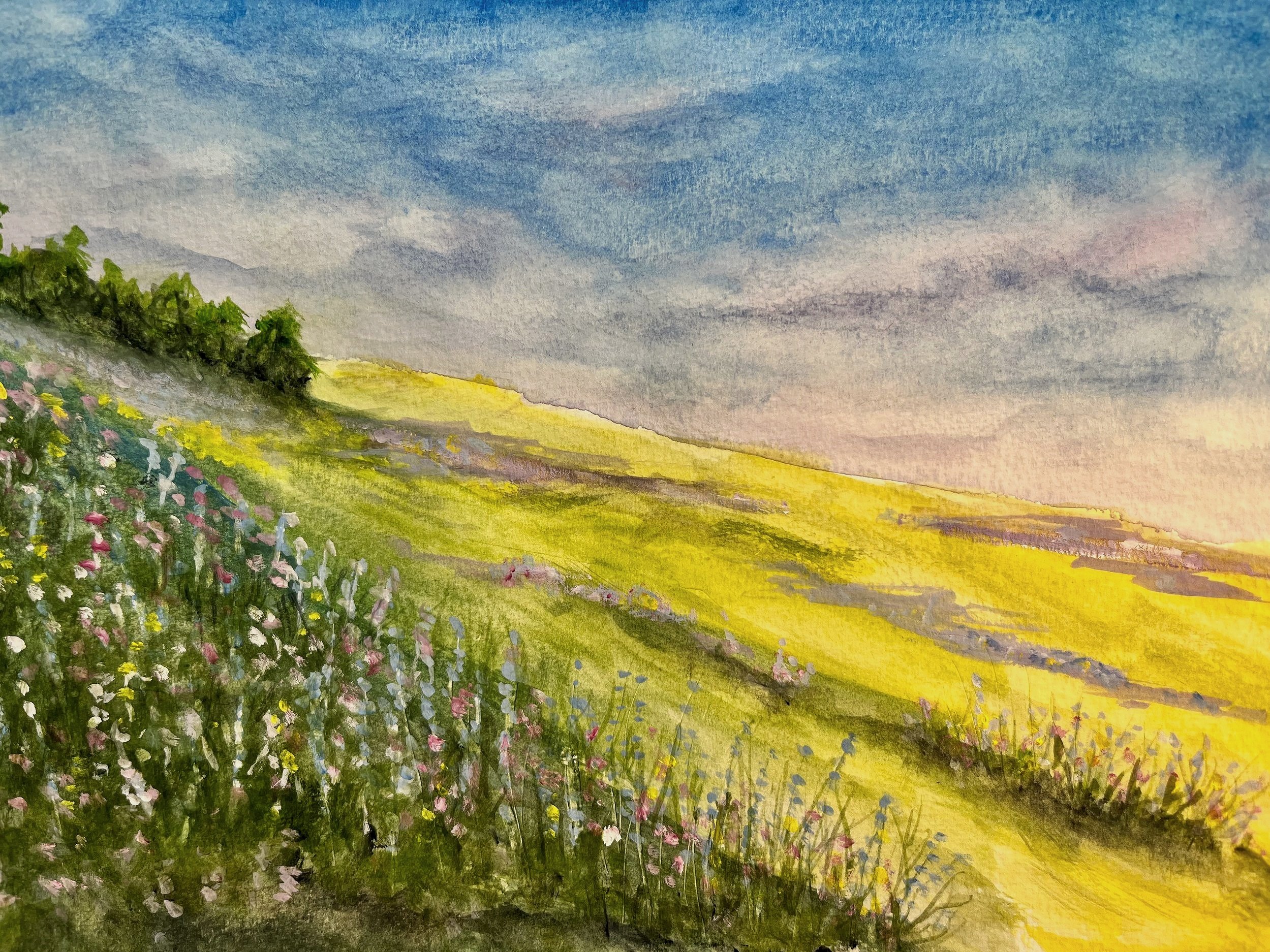 Rolling Hills Water Color Study
